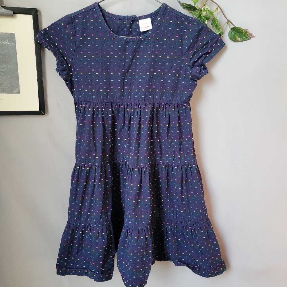 Hanna Andersson Twirl Power Dress In Poplin Navy Blue US 6-7